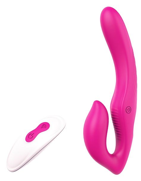 Ярко-розовый безремневой страпон REMOTE DOUBLE DIPPER - 22 см. - Dream Toys - купить с доставкой в Пензе