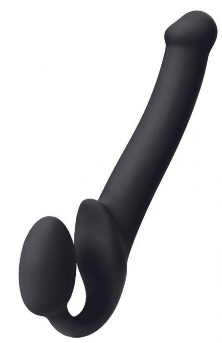 Черный безремневой страпон Silicone Bendable Strap-On M - Strap-on-me - купить с доставкой в Пензе