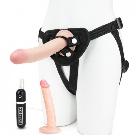 Регулируемые трусики с 2 насадками - 16 и 15 см. - Lux Fetish - купить с доставкой в Пензе