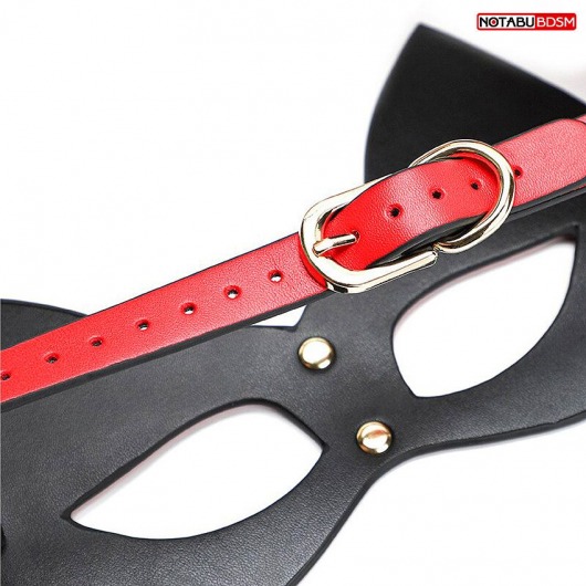 Красно-черная игровая маска с ушками - Notabu - купить с доставкой в Пензе