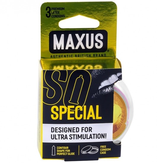 Презервативы с точками и рёбрами в пластиковом кейсе MAXUS Special - 3 шт. - Maxus - купить с доставкой в Пензе