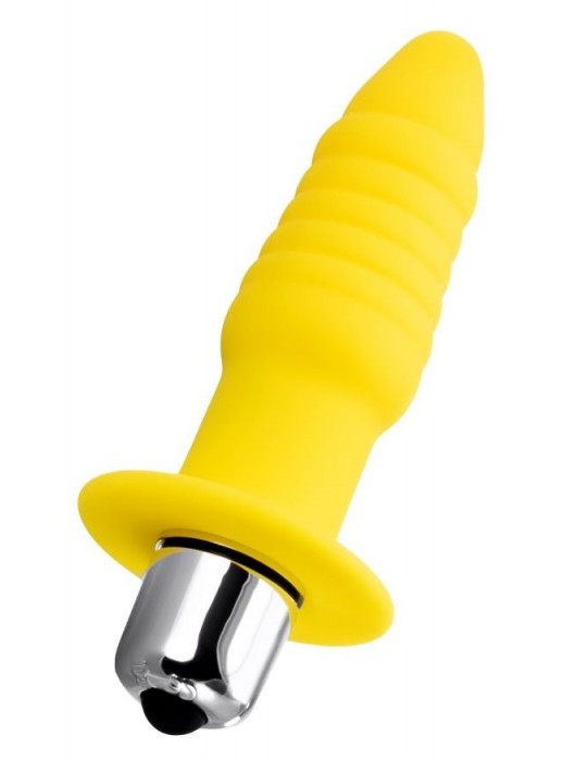 Желтая анальная вибровтулка Lancy - 11 см. - ToyFa