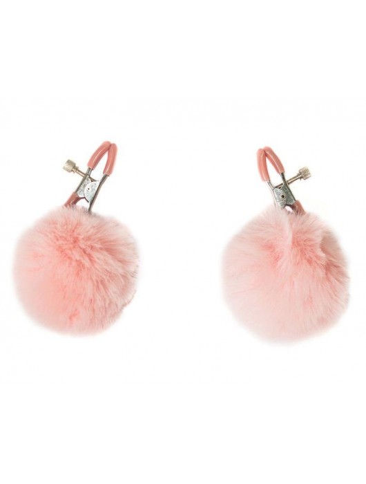 Зажимы на соски Angelic с розовыми меховыми шариками - Lola Games - купить с доставкой в Пензе