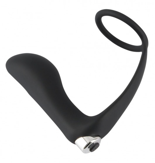 Черное эрекционное кольцо с анальной вибропробкой Vibrating Ring   Plug - Orion - в Пензе купить с доставкой