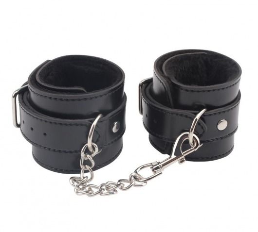 Черные оковы на ноги Obey Me Leather Ankle Cuffs - Chisa - купить с доставкой в Пензе
