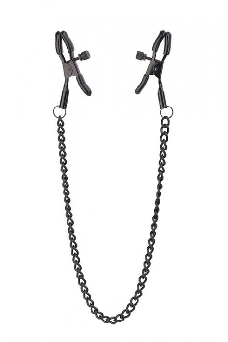 Черные зажимы на соски на цепочке BLAZE DELUXE NIPPLE CLAMPS - Dream Toys - купить с доставкой в Пензе