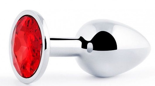 Серебристая анальная пробка с красным стразом - 7,2 см. - Anal Jewelry Plug - купить с доставкой в Пензе