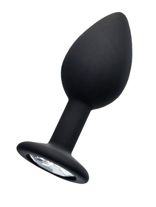 Черная анальная втулка с прозрачным стразом - 7,2 см. - POPO Pleasure - купить с доставкой в Пензе