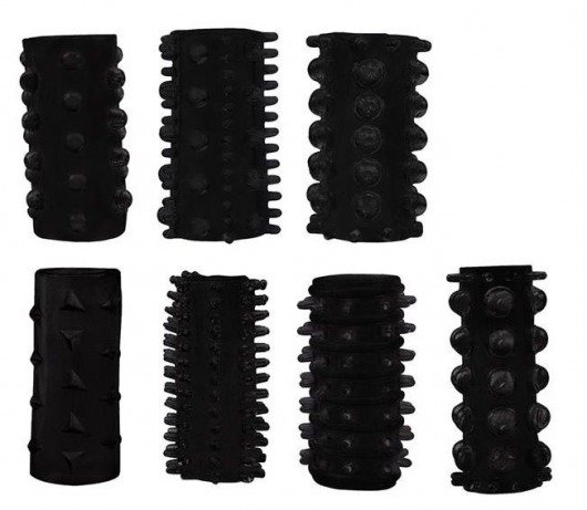 Набор из 7 черных насадок PENIS SLEEVES SET - Dream Toys - в Пензе купить с доставкой