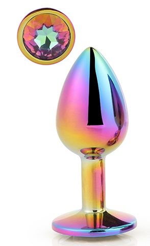 Голографическая анальная втулка с радужным кристаллом - 7,1 см. - Dream Toys - купить с доставкой в Пензе