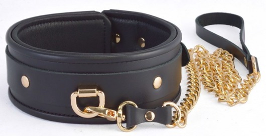 Черный ошейник с золотистым поводком - Sitabella - купить с доставкой в Пензе