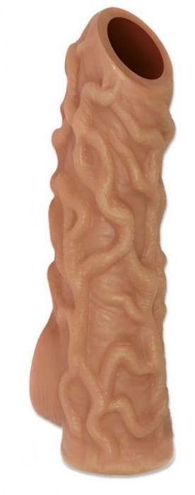 Телесная насадка с венками и открытой головкой Nude Sleeve L - 14 см. - KOKOS - в Пензе купить с доставкой