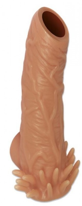 Телесная насадка с усиками и открытой головкой Nude Sleeve L - 14 см. - KOKOS - в Пензе купить с доставкой