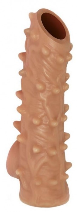 Телесная насадка с шипами и открытой головкой Nude Sleeve L - 14 см. - KOKOS - в Пензе купить с доставкой