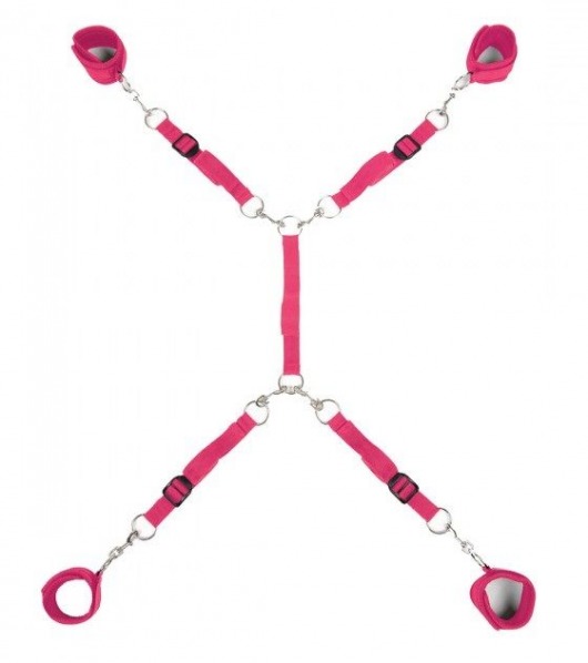 Ярко-розовый набор фиксаций на кровати Classic Bed Spreader - Lux Fetish - купить с доставкой в Пензе