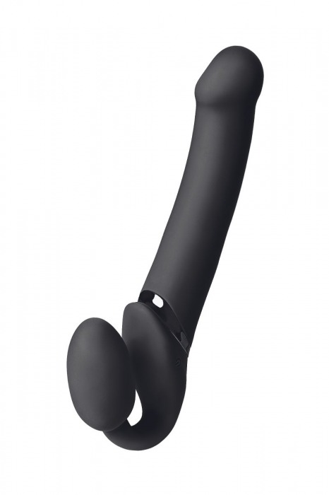 Черный безремневой вибрострапон Vibrating Bendable Strap-On L - Strap-on-me - купить с доставкой в Пензе