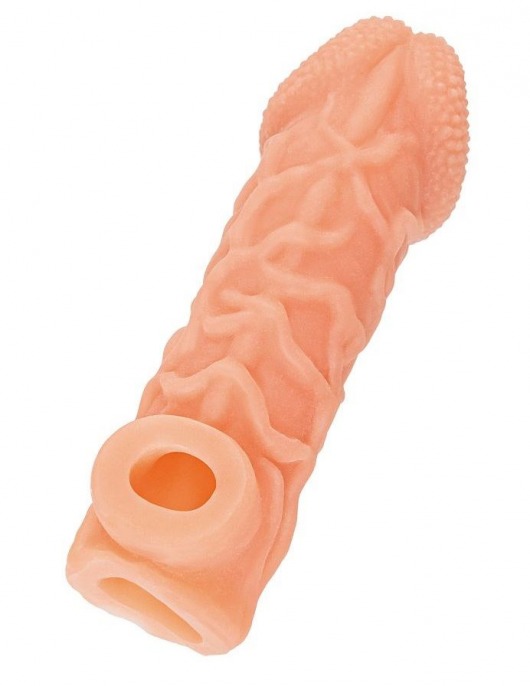 Телесная закрытая насадка с венками Cock Sleeve Size S - 13,8 см. - KOKOS - в Пензе купить с доставкой