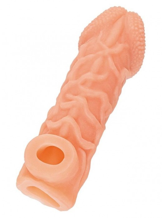 Телесная закрытая насадка с венками Cock Sleeve Size M - 15,6 см. - KOKOS - в Пензе купить с доставкой