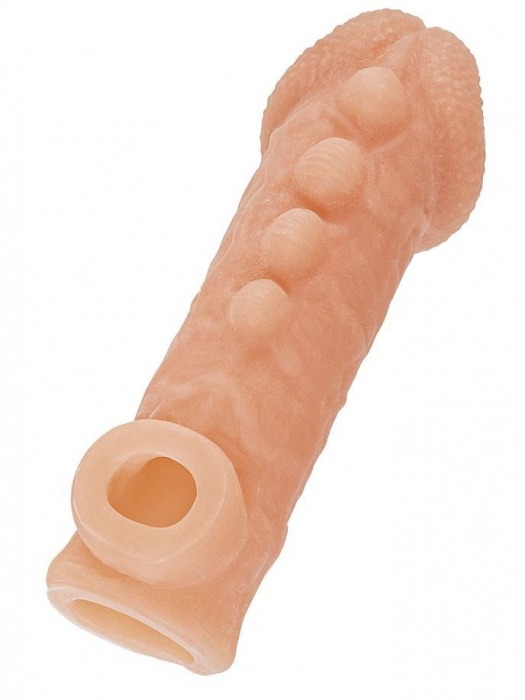 Телесная закрытая насадка с шишечками Cock Sleeve Size L - 17,6 см. - KOKOS - в Пензе купить с доставкой
