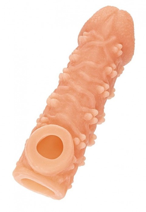 Телесная закрытая насадка с пучками шишечек Cock Sleeve Size L - 17,6 см. - KOKOS - в Пензе купить с доставкой