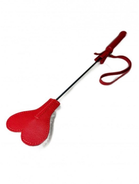 Красно-белый кожаный мини-стек - 36 см. - БДСМ Арсенал - купить с доставкой в Пензе