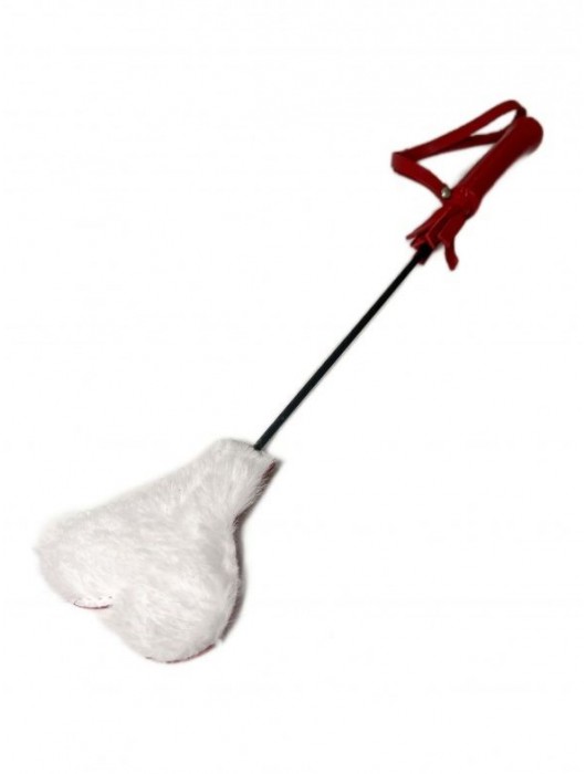 Красно-белый кожаный мини-стек - 36 см. - БДСМ Арсенал - купить с доставкой в Пензе