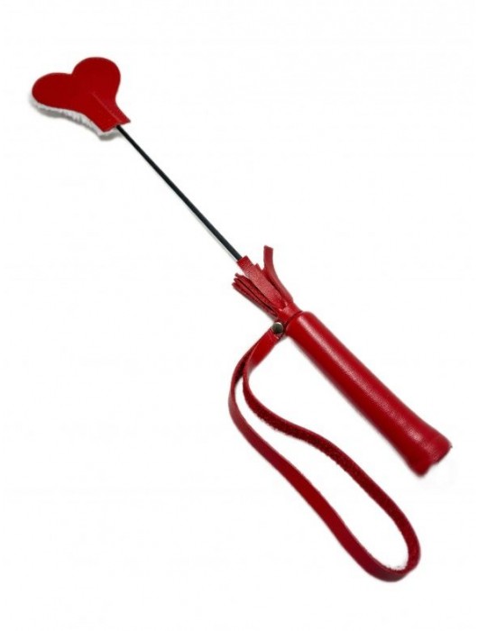 Красно-белый кожаный мини-стек - 36 см. - БДСМ Арсенал - купить с доставкой в Пензе