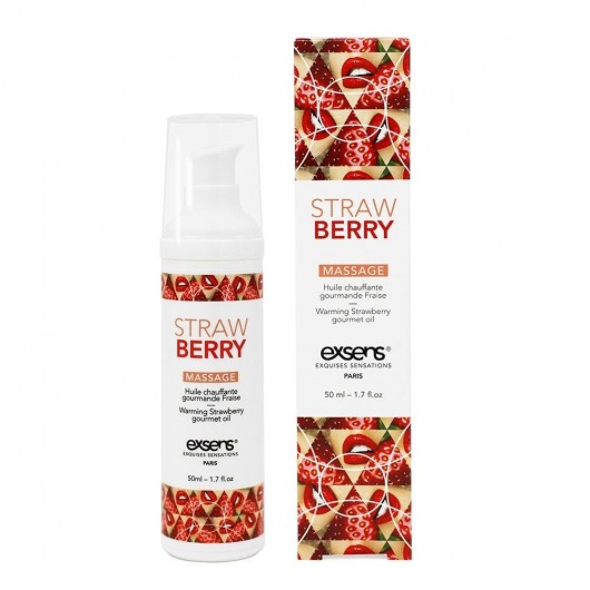 Разогревающее массажное масло  с ароматом клубники Gourmet Strawberry - 50 мл. - Exsens - купить с доставкой в Пензе