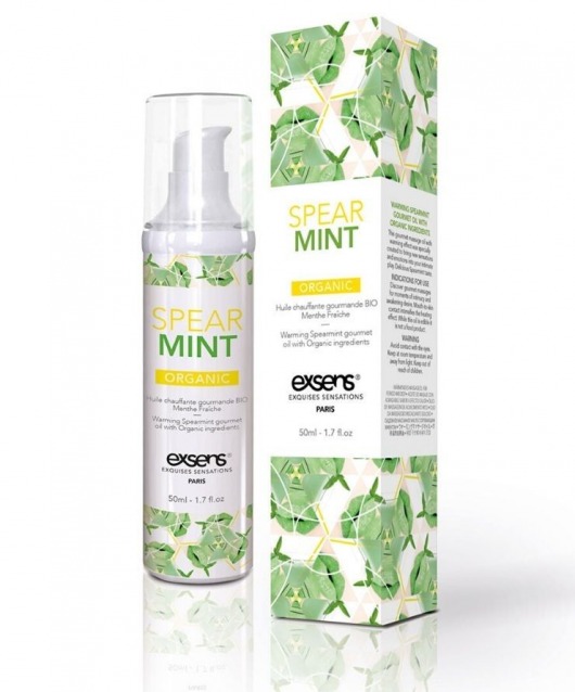 Разогревающее массажное масло Gourmet Spearmint Organic с органическими ингредиентами - 50 мл. - Exsens - купить с доставкой в Пензе