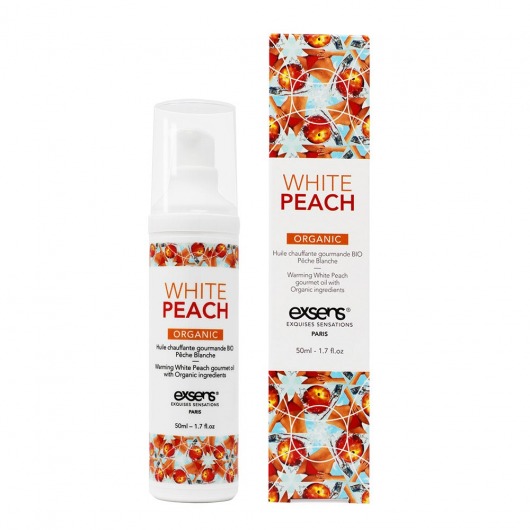 Разогревающее массажное масло Gourmet White Peach Organic с органическими ингредиентами - 50 мл. - Exsens - купить с доставкой в Пензе
