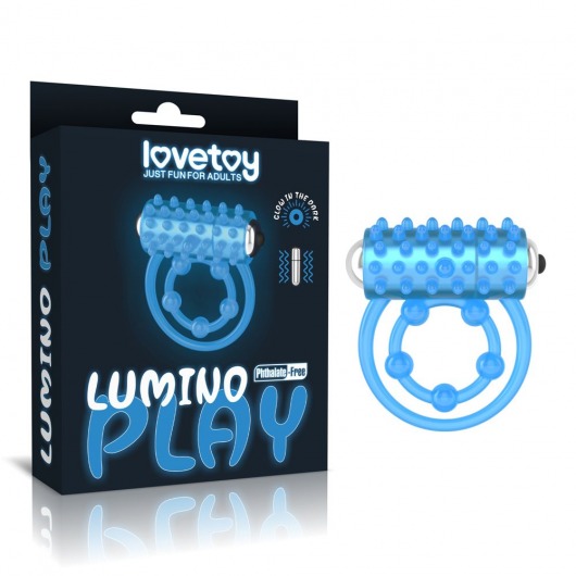 Голубое, светящееся в темноте виброкольцо Lumino Play Vibrating Penis Ring - Lovetoy - в Пензе купить с доставкой