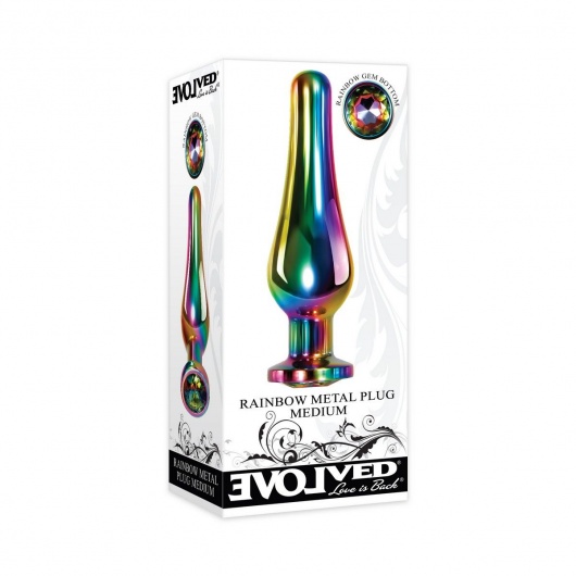 Радужная металлическая пробка Rainbow Metal Plug Medium - 11,1 см. - Evolved