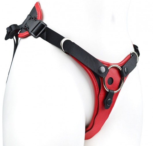 Красно-черный женский пояс с 2 способами крепления насадок - LOVETOY (А-Полимер) - купить с доставкой в Пензе