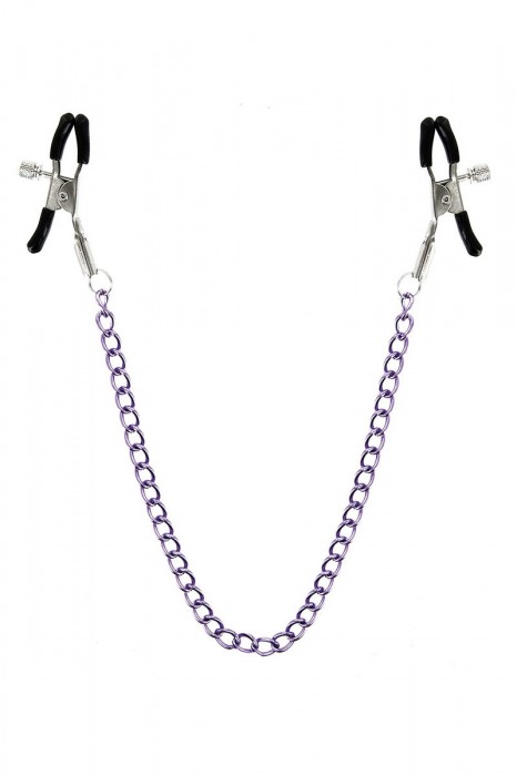 Зажимы для сосков с фиолетовой цепочкой Sweet Caress Nipple Chain - Sweet Caress - купить с доставкой в Пензе
