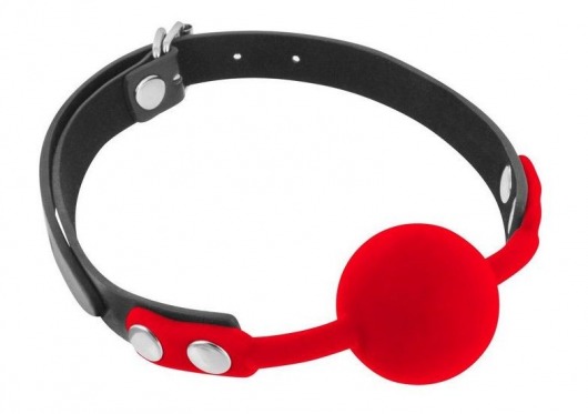 Красный кляп-шарик на черных ремешках - Fetish Tentation - купить с доставкой в Пензе