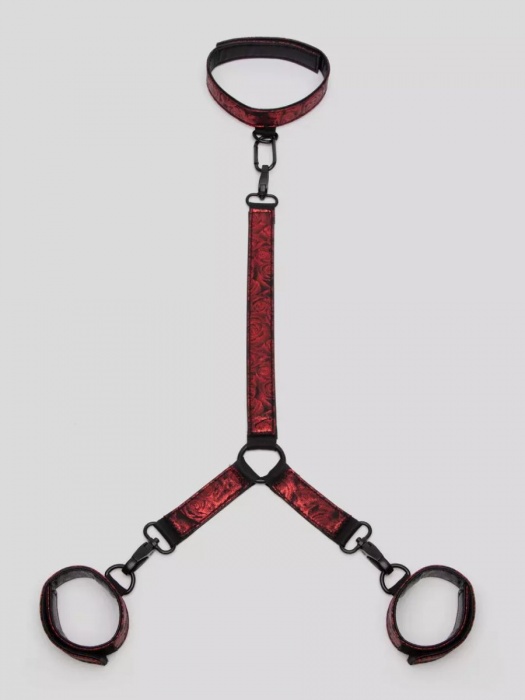 Ошейник с наручниками Reversible Faux Leather Collar and Wrist - Fifty Shades of Grey - купить с доставкой в Пензе