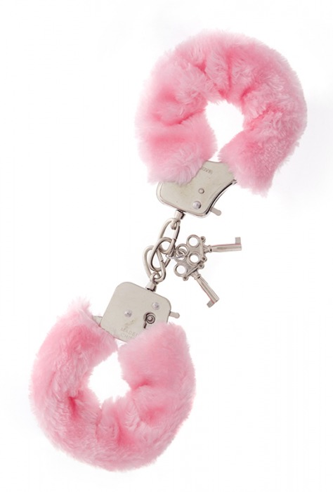 Металлические наручники с розовой меховой опушкой METAL HANDCUFF WITH PLUSH PINK - Dream Toys - купить с доставкой в Пензе
