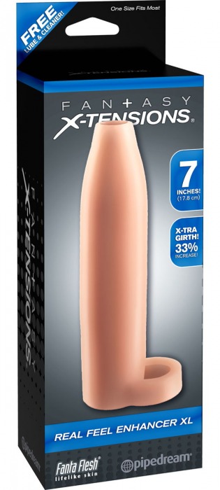 Телесная насадка Real Feel Enhancer XL - 17 см. - Pipedream - в Пензе купить с доставкой