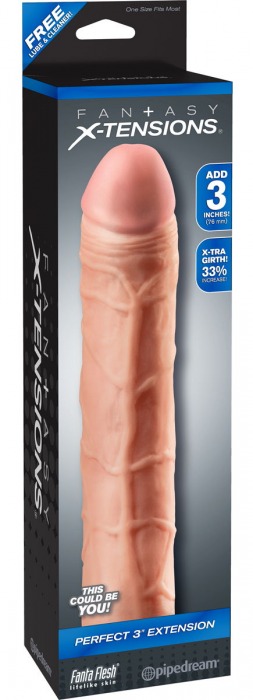 Телесная удлиняющая насадка Perfect 3 Extension - 22 см. - Pipedream - в Пензе купить с доставкой