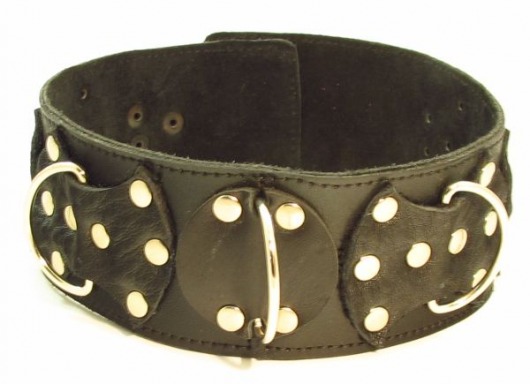 Комплект кожаных БДСМ-аксессуаров с клёпками - БДСМ Арсенал - купить с доставкой в Пензе