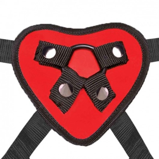 Красный поясной фаллоимитатор Red Heart Strap on Harness   5in Dildo Set - 12,25 см. - Lux Fetish - купить с доставкой в Пензе