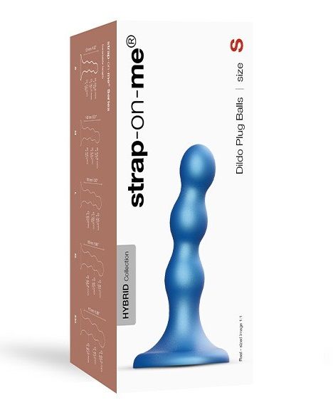 Голубая насадка Strap-On-Me Dildo Plug Balls size S - Strap-on-me - купить с доставкой в Пензе