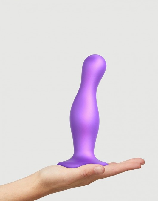 Фиолетовая насадка Strap-On-Me Dildo Plug Curvy size L - Strap-on-me - купить с доставкой в Пензе