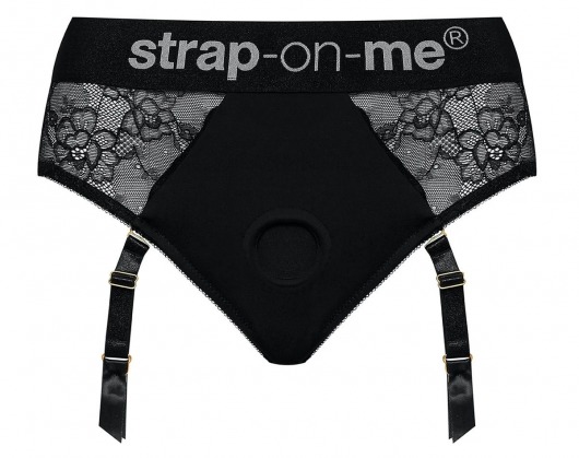 Черные трусики для насадок Diva Lingerie Harness - size S - Strap-on-me - купить с доставкой в Пензе