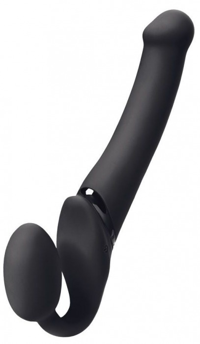 Черный безремневой вибрострапон Silicone Bendable Strap-On - size XL - Strap-on-me - купить с доставкой в Пензе