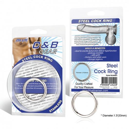 Стальное эрекционное кольцо STEEL COCK RING - 3.5 см. - BlueLine - в Пензе купить с доставкой