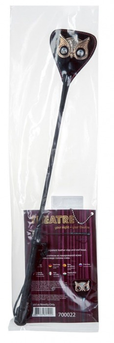 Чёрный стек с совой на кожаном наконечнике - 24 см. - ToyFa - купить с доставкой в Пензе