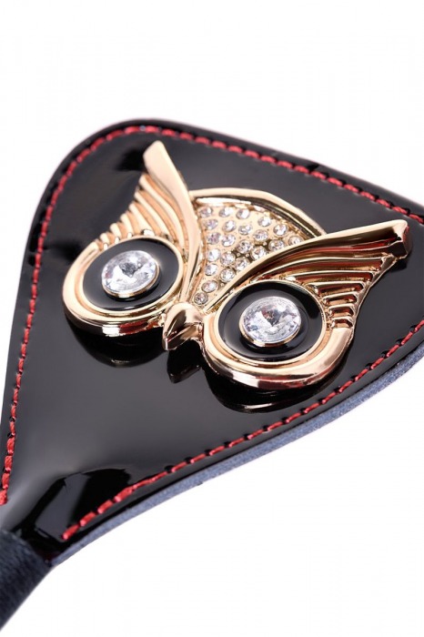 Чёрный стек с совой на кожаном наконечнике - 24 см. - ToyFa - купить с доставкой в Пензе