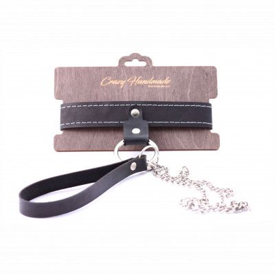 Узкий однослойный ошейник с поводком - Crazy Handmade - купить с доставкой в Пензе