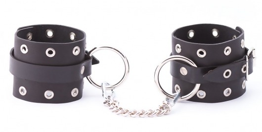 Черные кожаные оковы с люверсами - Crazy Handmade - купить с доставкой в Пензе